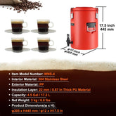Stainless Steel Insulated Beverage Dispenser, 4.5 Gallon 17.2 Liter, Thermal Hot and Cold Drink Server Dispenser with Spigot Handle, Food-grade for Hot Tea Coffee Water Restaurant Drink Shop